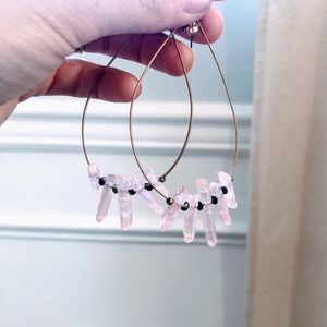 Free People Crystal Drop Good Hoop Earrings